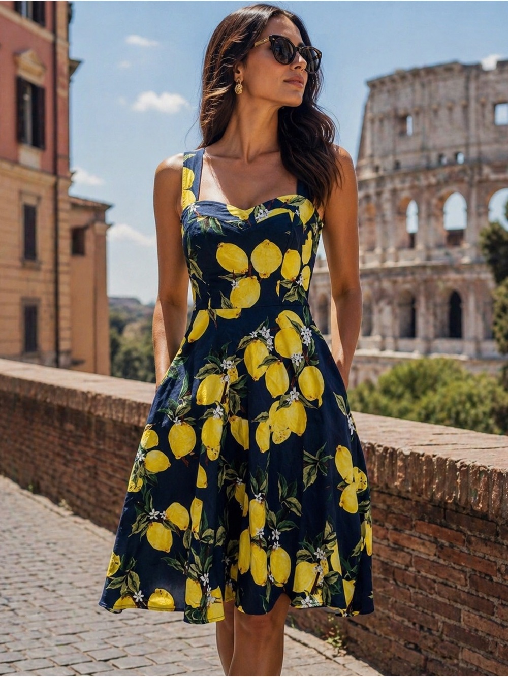 🍋 Topdness Vintage-Inspired Floral Halter Swing Dress – Size S 🍋